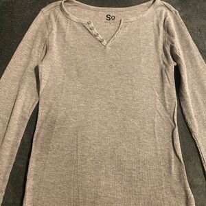 SO Textured Gray Buttoned Top